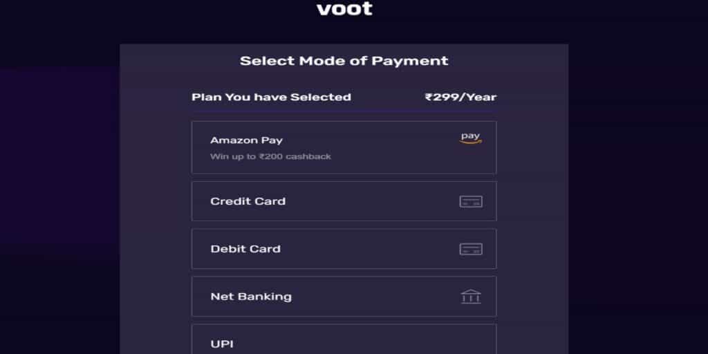 Voot Select – Payments Page | Bigg Boss OTT